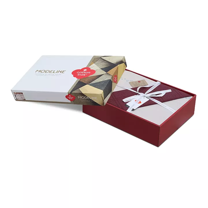 Σετ παπλωματοθήκη Flos Cotton Box 4 τμχ Διπλή (200x220) χρώμα μπορντώ