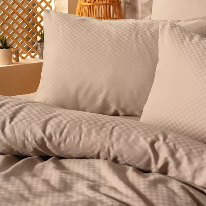 Σετ παπλωματοθήκη Plaid Cotton Box 4 τμχ Διπλή (200x220) χρώμα mink