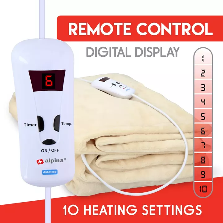 Ηλεκτρική Κουβέρτα Μονή Πλενόμενη Με Τηλεχειριστήριο 130x180cm 180W ALPINA
