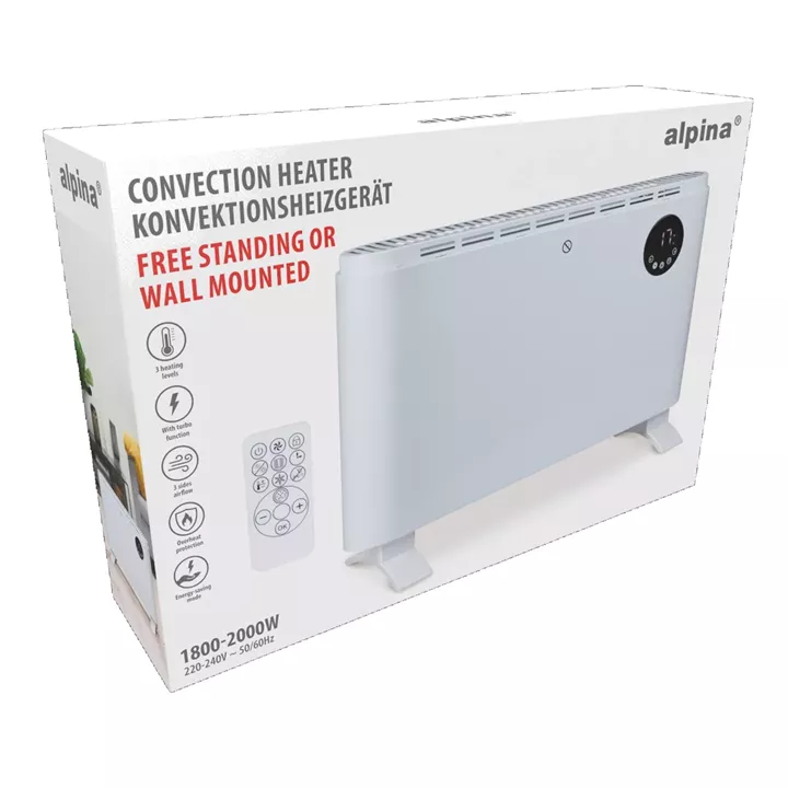 Θερμαντικό Σώμα Ψηφιακό Με Τηλεχειριστήριο Λευκό 1800/2000W ALPINA