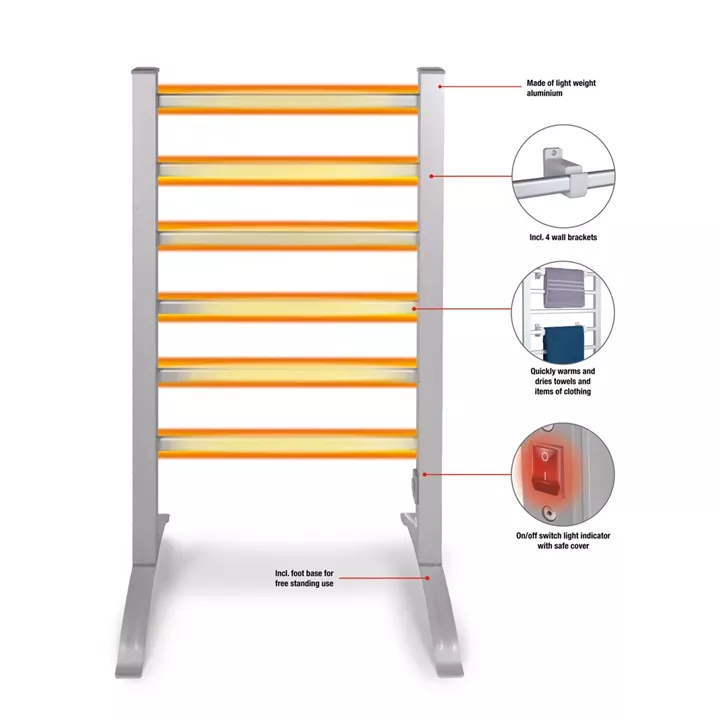 Ηλεκτρική Κρεμάστρα Πετσετών 2-Σε-1 6 Θέσεων Με Τηλεχειριστήριο Λευκό 100W DIRT DEVIL