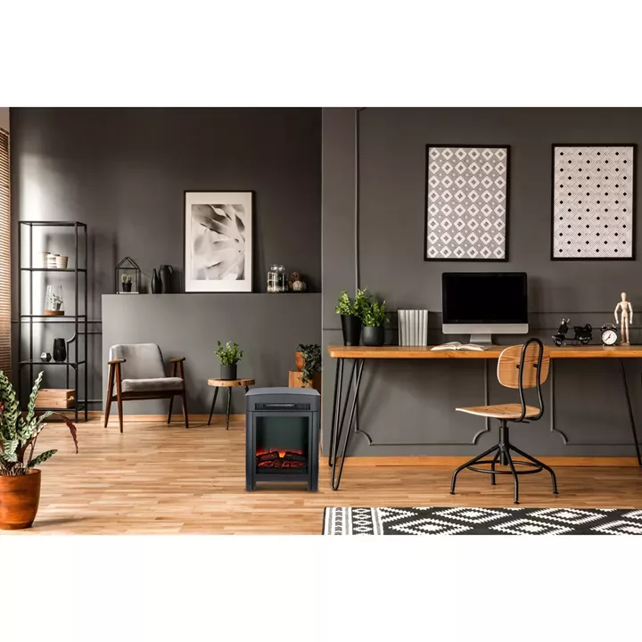 Ηλεκτρικό Τζάκι Επιδαπέδιο LED 1800/2000W Μαύρο 41x26x59cm ALPINA