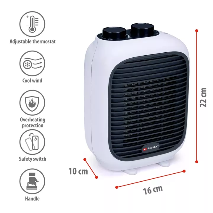 Φορητό Αερόθερμο 2-Σε-1 1500W Λευκό/Μαύρο 16x10x22cm ALPINA