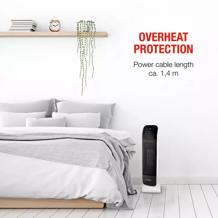 Αερόθερμο Δαπέδου Πύργος Φορητό Με Τηλεχειριστήριο Λευκό/Μαύρο 2000W ALPINA