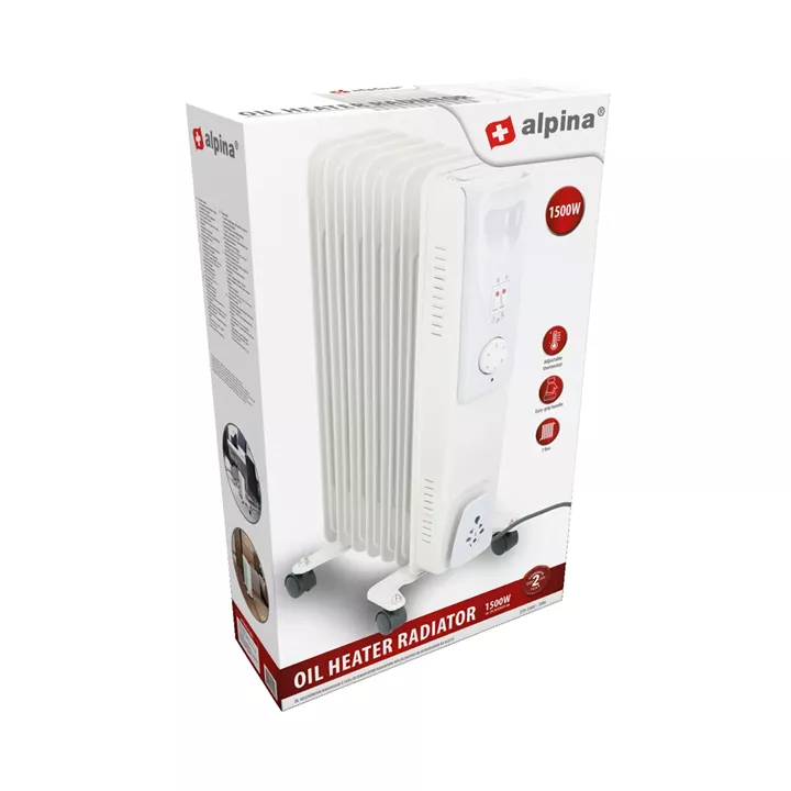 Ηλεκτρικό Καλοριφέρ Λαδιού 7 Φέτες Λευκό 1500W ALPINA