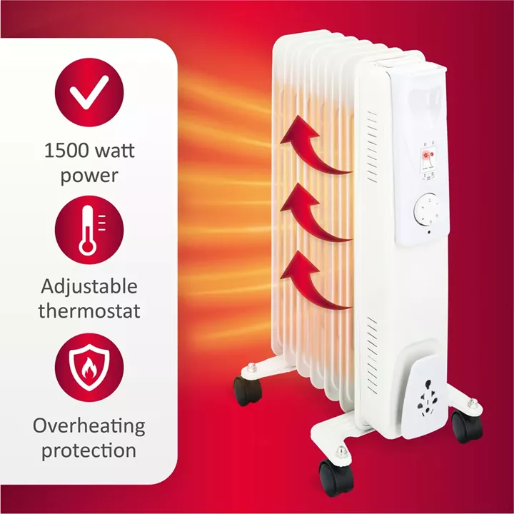 Ηλεκτρικό Καλοριφέρ Λαδιού 7 Φέτες Λευκό 1500W ALPINA