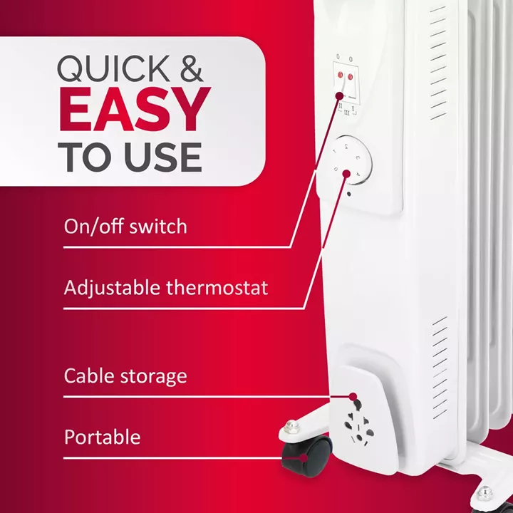 Ηλεκτρικό Καλοριφέρ Λαδιού 7 Φέτες Λευκό 1500W ALPINA