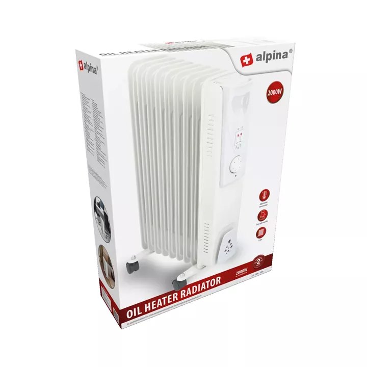 Ηλεκτρικό Καλοριφέρ Λαδιού 9 Φέτες Λευκό 2000W ALPINA