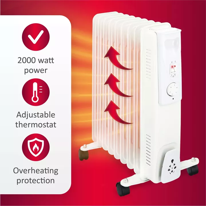 Ηλεκτρικό Καλοριφέρ Λαδιού 9 Φέτες Λευκό 2000W ALPINA