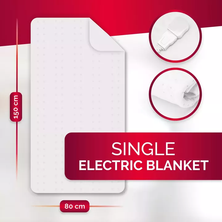 Ηλεκτρική Κουβέρτα Μονή Πλενόμενη Με Τηλεχειριστήριο 80x150cm 60W ALPINA