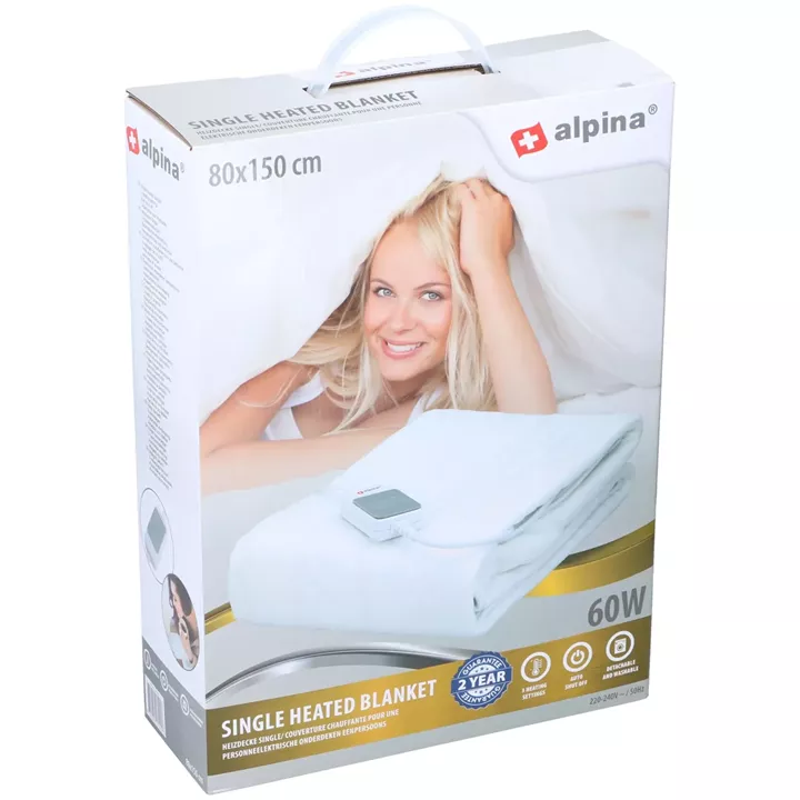 Ηλεκτρική Κουβέρτα Μονή Πλενόμενη Με Τηλεχειριστήριο 80x150cm 60W ALPINA