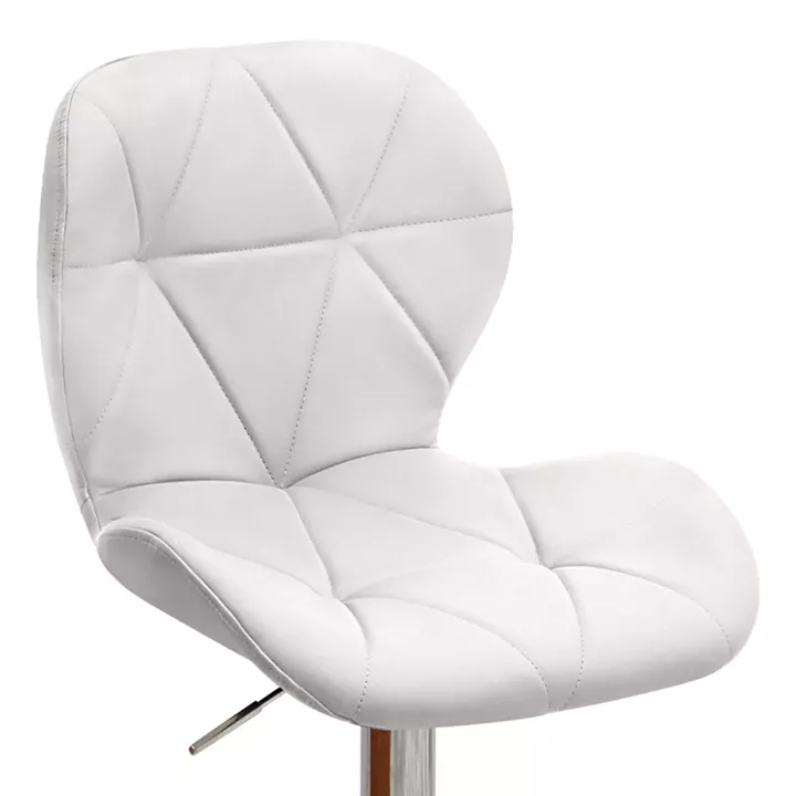 Σκαμπό μπαρ Dolores Megapap με ρυθμιζόμενο ύψος PU λευκό - βάση χρωμίου 45,5x38x89/109εκ.