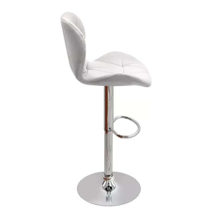 Σκαμπό μπαρ Dolores Megapap με ρυθμιζόμενο ύψος PU λευκό - βάση χρωμίου 45,5x38x89/109εκ.