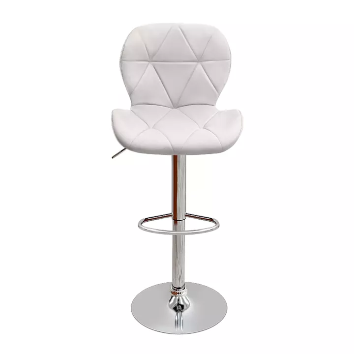 Σκαμπό μπαρ Dolores Megapap με ρυθμιζόμενο ύψος PU λευκό - βάση χρωμίου 45,5x38x89/109εκ.