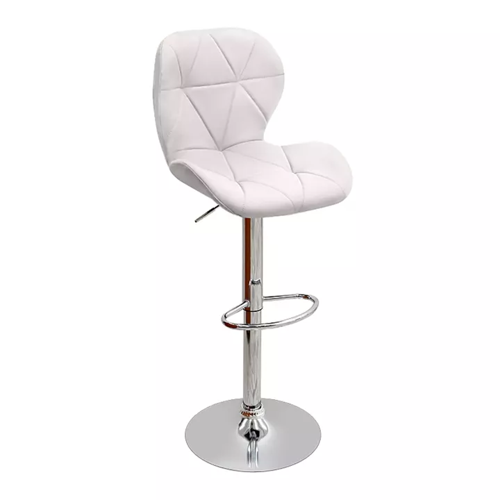 Σκαμπό μπαρ Dolores Megapap με ρυθμιζόμενο ύψος PU λευκό - βάση χρωμίου 45,5x38x89/109εκ.