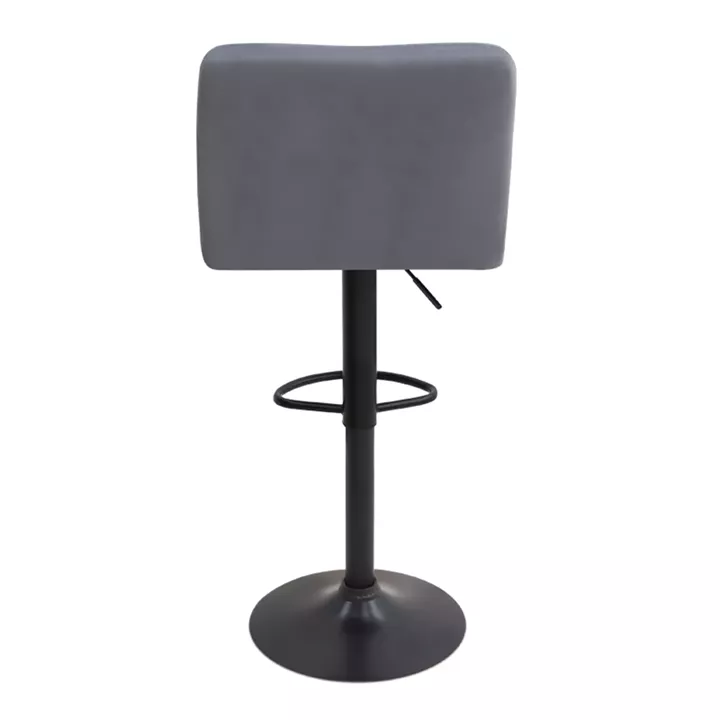 Σκαμπό μπαρ Carmelo Megapap με ρυθμιζόμενο ύψος βελούδο γκρι - βάση μαύρο ματ 45x42x90/113εκ.