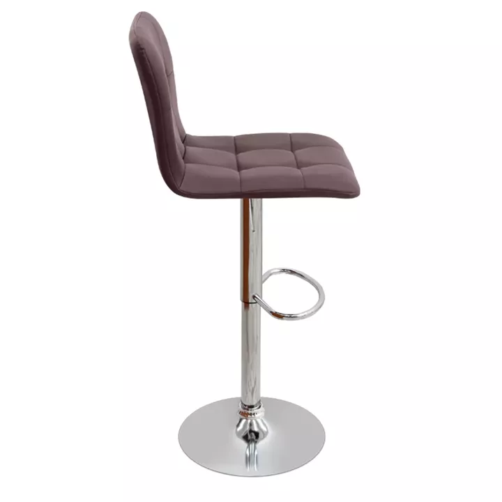 Σκαμπό μπαρ Carmelo Megapap με ρυθμιζόμενο ύψος PU καφέ - βάση χρωμίου 45x42x90/113εκ.