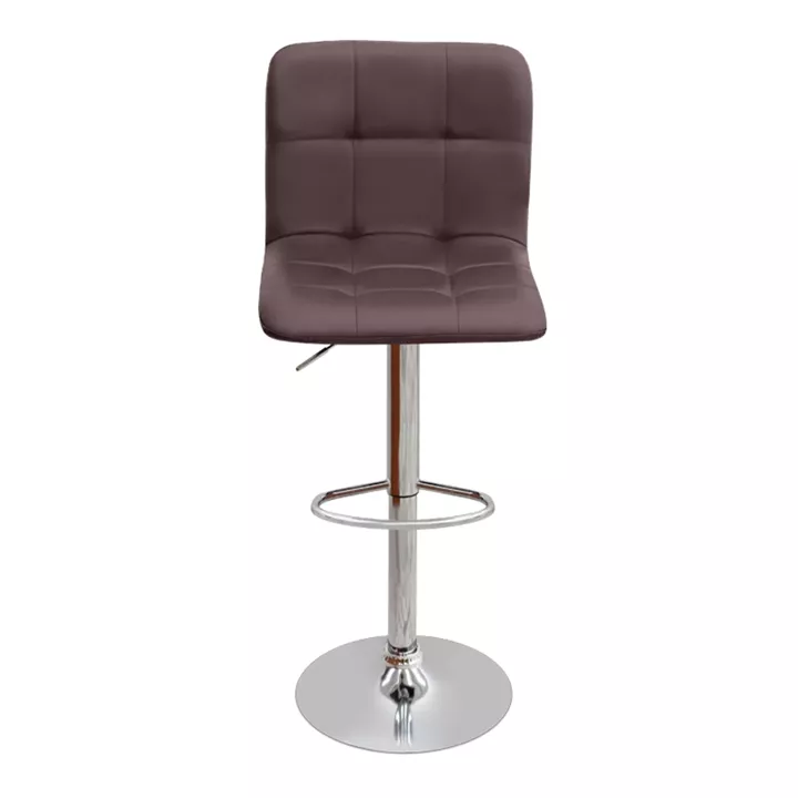 Σκαμπό μπαρ Carmelo Megapap με ρυθμιζόμενο ύψος PU καφέ - βάση χρωμίου 45x42x90/113εκ.