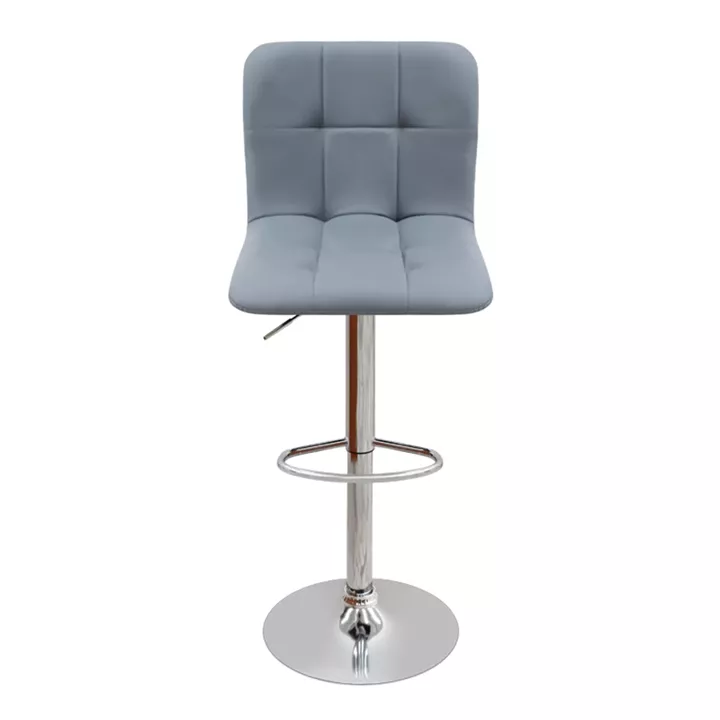 Σκαμπό μπαρ Carmelo Megapap με ρυθμιζόμενο ύψος PU γκρι - βάση χρωμίου 45x42x90/113εκ.