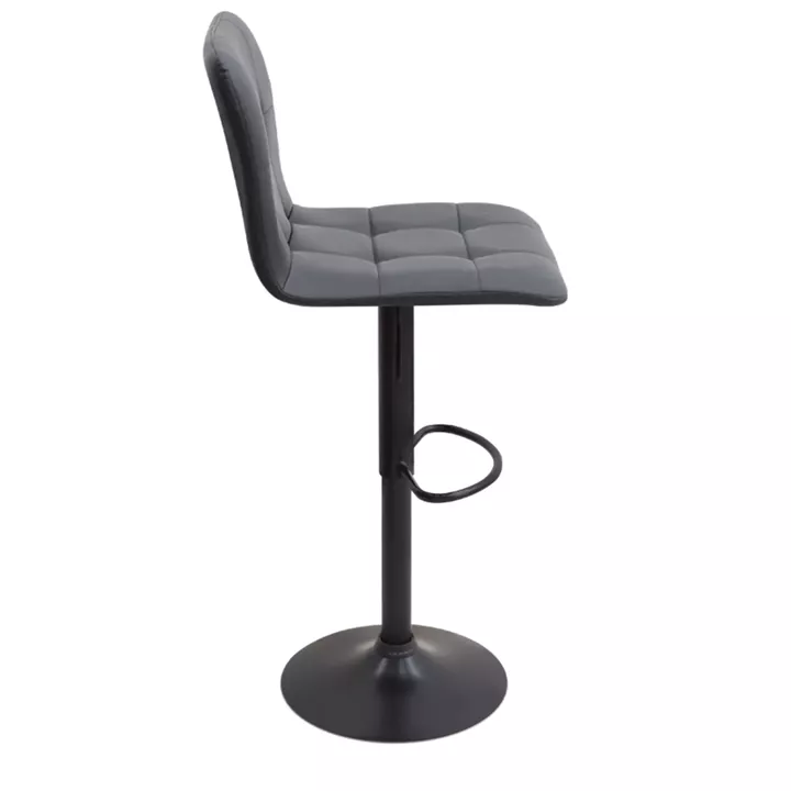 Σκαμπό μπαρ Carmelo Megapap με ρυθμιζόμενο ύψος PU μαύρο - βάση μαύρο ματ 45x42x90/113εκ.