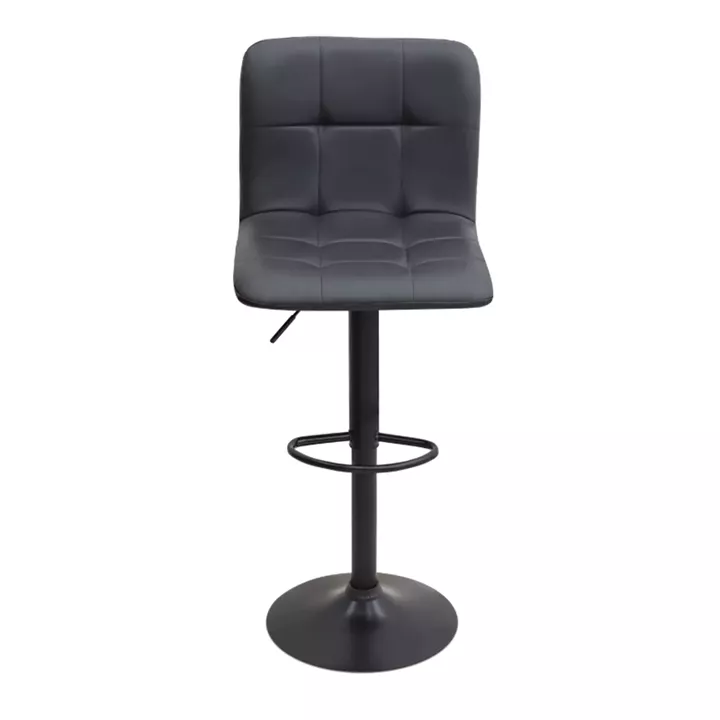 Σκαμπό μπαρ Carmelo Megapap με ρυθμιζόμενο ύψος PU μαύρο - βάση μαύρο ματ 45x42x90/113εκ.