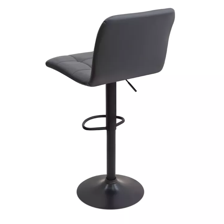 Σκαμπό μπαρ Carmelo Megapap με ρυθμιζόμενο ύψος PU μαύρο - βάση μαύρο ματ 45x42x90/113εκ.