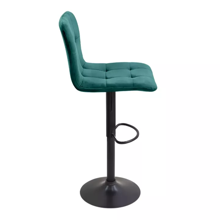 Σκαμπό μπαρ Carmelo Megapap με ρυθμιζόμενο ύψος βελούδο κυπαρισσί - βάση μαύρο ματ 45x42x90/113εκ.