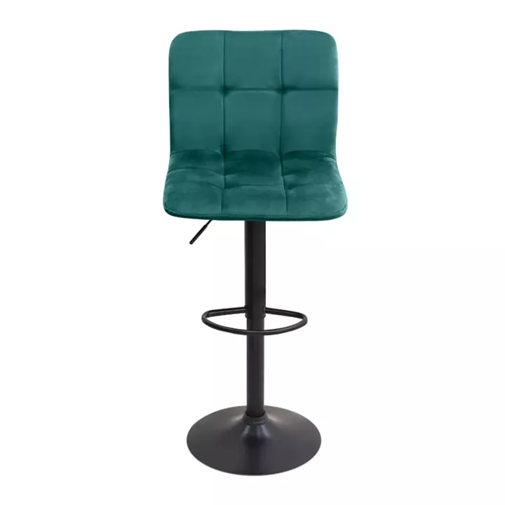 Σκαμπό μπαρ Carmelo Megapap με ρυθμιζόμενο ύψος βελούδο κυπαρισσί - βάση μαύρο ματ 45x42x90/113εκ.