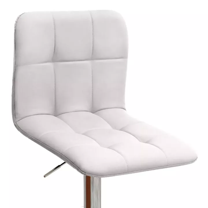 Σκαμπό μπαρ Carmelo Megapap με ρυθμιζόμενο ύψος PU λευκό - βάση χρωμίου 45x42x90/113εκ.