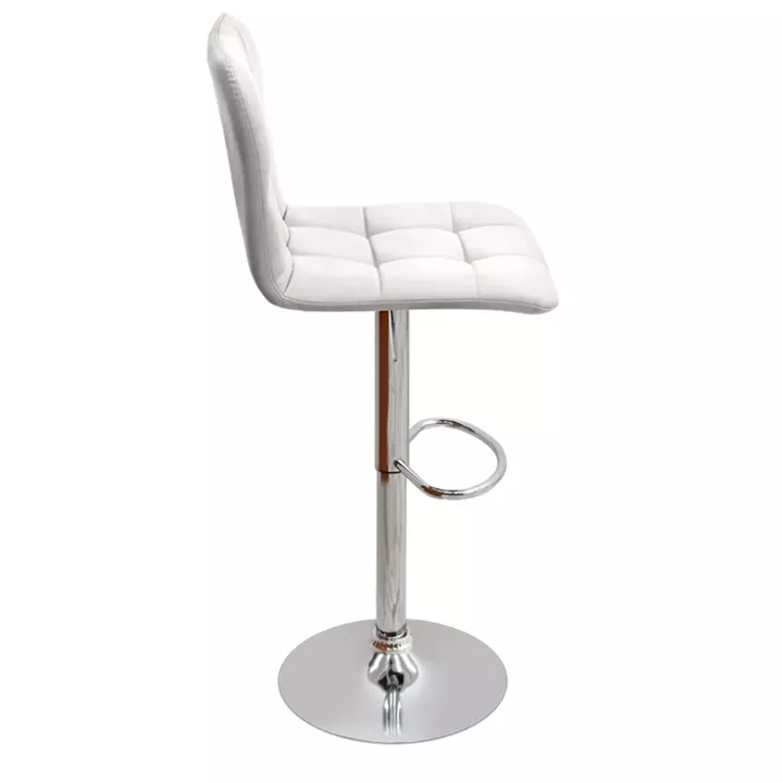 Σκαμπό μπαρ Carmelo Megapap με ρυθμιζόμενο ύψος PU λευκό - βάση χρωμίου 45x42x90/113εκ.