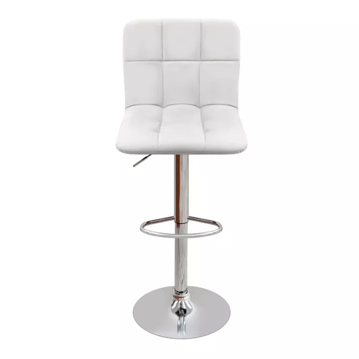 Σκαμπό μπαρ Carmelo Megapap με ρυθμιζόμενο ύψος PU λευκό - βάση χρωμίου 45x42x90/113εκ.