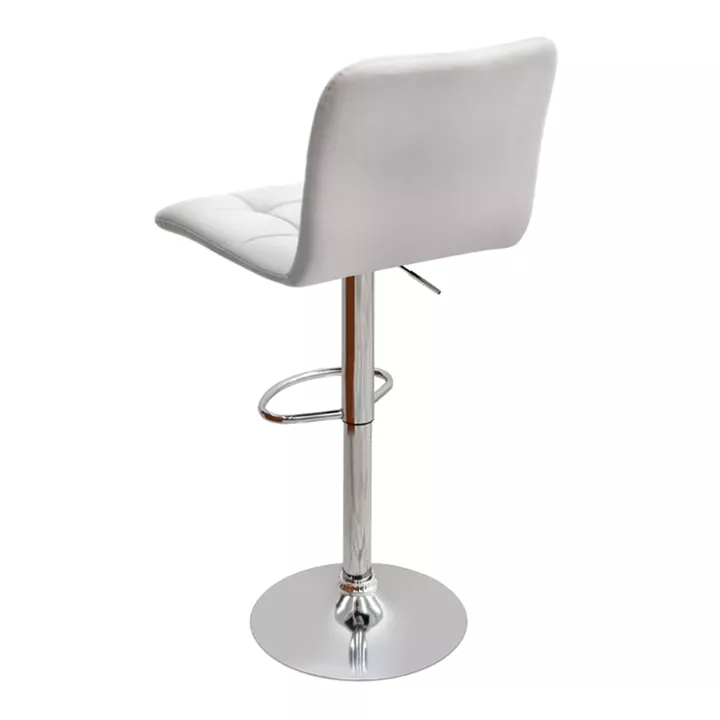 Σκαμπό μπαρ Carmelo Megapap με ρυθμιζόμενο ύψος PU λευκό - βάση χρωμίου 45x42x90/113εκ.