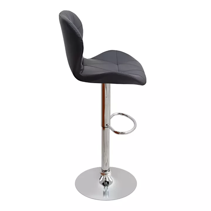 Σκαμπό μπαρ Dolores Megapap με ρυθμιζόμενο ύψος PU μαύρο - βάση χρωμίου 45,5x38x89/109εκ.