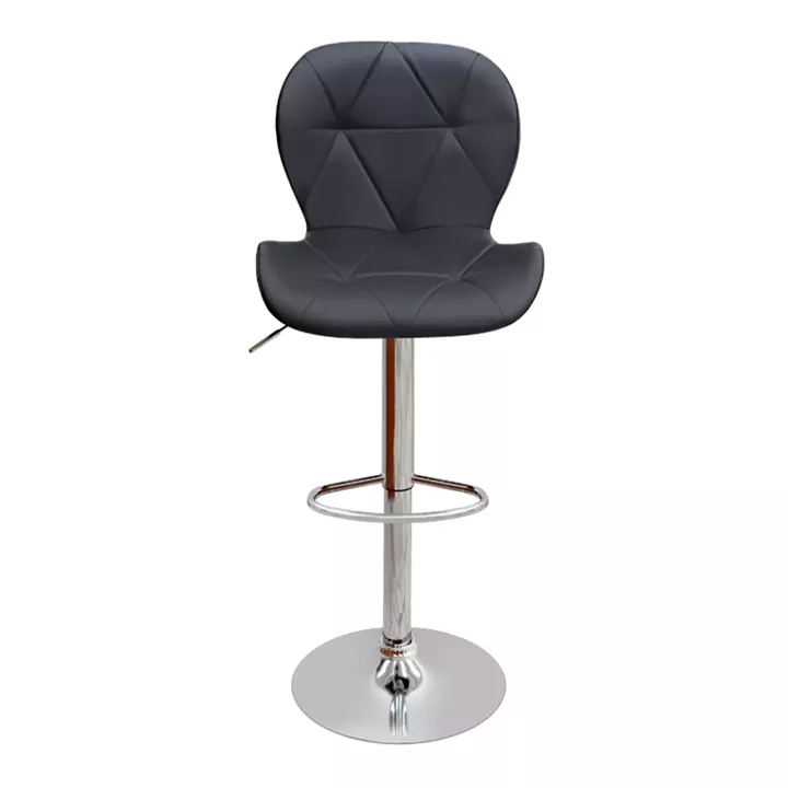 Σκαμπό μπαρ Dolores Megapap με ρυθμιζόμενο ύψος PU μαύρο - βάση χρωμίου 45,5x38x89/109εκ.