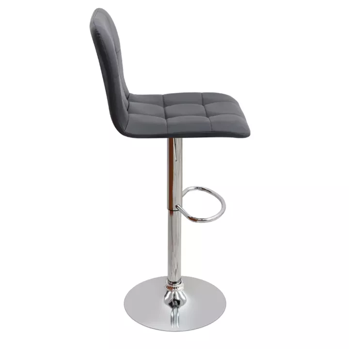 Σκαμπό μπαρ Carmelo Megapap με ρυθμιζόμενο ύψος PU μαύρο - βάση χρωμίου 45x42x90/113εκ.