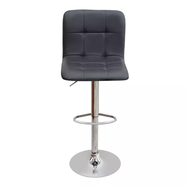 Σκαμπό μπαρ Carmelo Megapap με ρυθμιζόμενο ύψος PU μαύρο - βάση χρωμίου 45x42x90/113εκ.