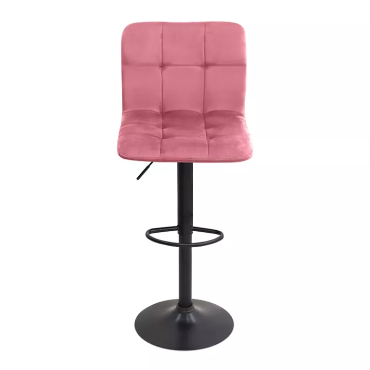 Σκαμπό μπαρ Carmelo Megapap με ρυθμιζόμενο ύψος βελούδο σάπιο μήλο - βάση μαύρο ματ 45x42x90/113εκ.