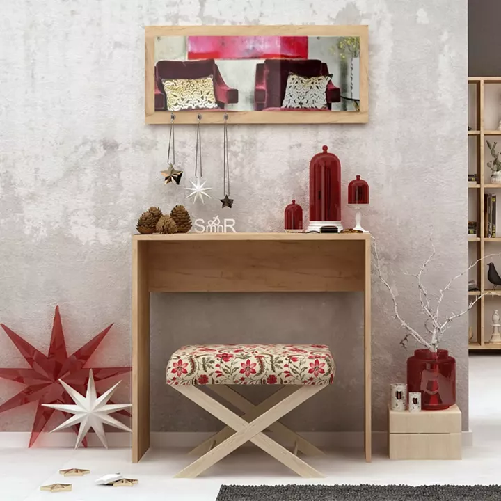 Κονσόλα με καθρέπτη Cosenza Megapap χρώμα oak 80x30x82εκ.