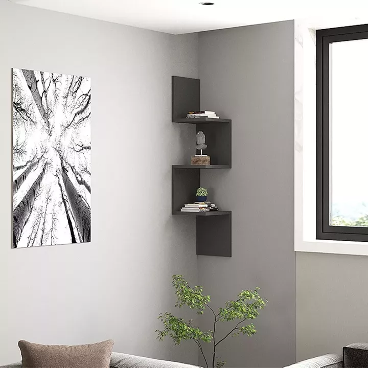 Ραφιέρα τοίχου Zikzak Megapap χρώμα ανθρακί 25x25x105,4εκ.