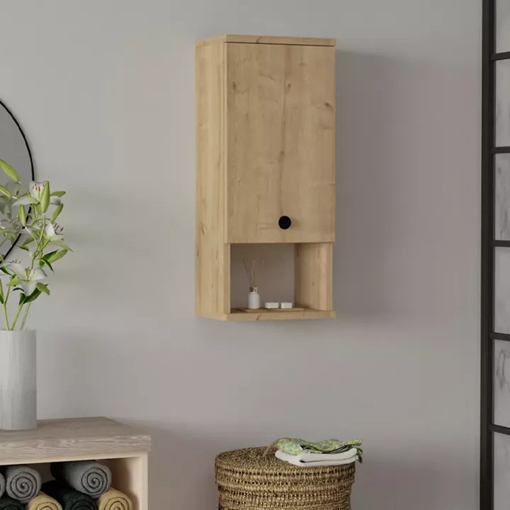 Ντουλάπι μπάνιου επιτοίχιο Mis Megapap χρώμα sapphire oak 30x21,8x71εκ.