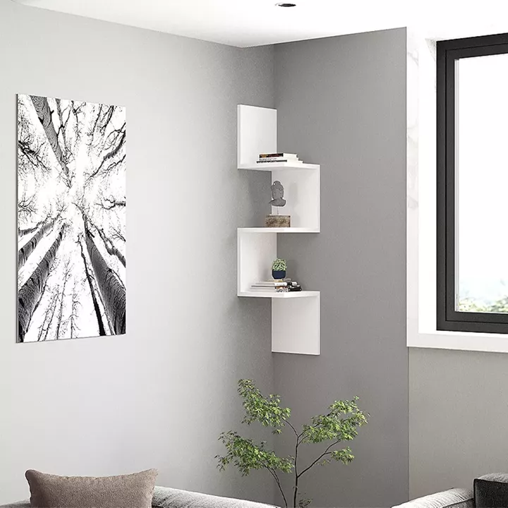 Ραφιέρα τοίχου Zikzak Megapap χρώμα λευκό 25x25x105,4εκ.