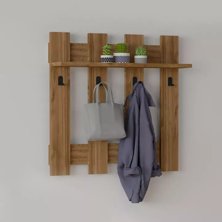 Κρεμάστρα τοίχου Carina Megapap χρώμα καρυδί 70x18x70εκ.