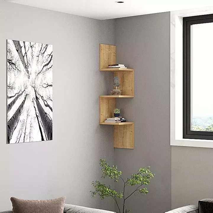 Ραφιέρα τοίχου Zikzak Megapap χρώμα sapphire oak 25x25x105,4εκ.