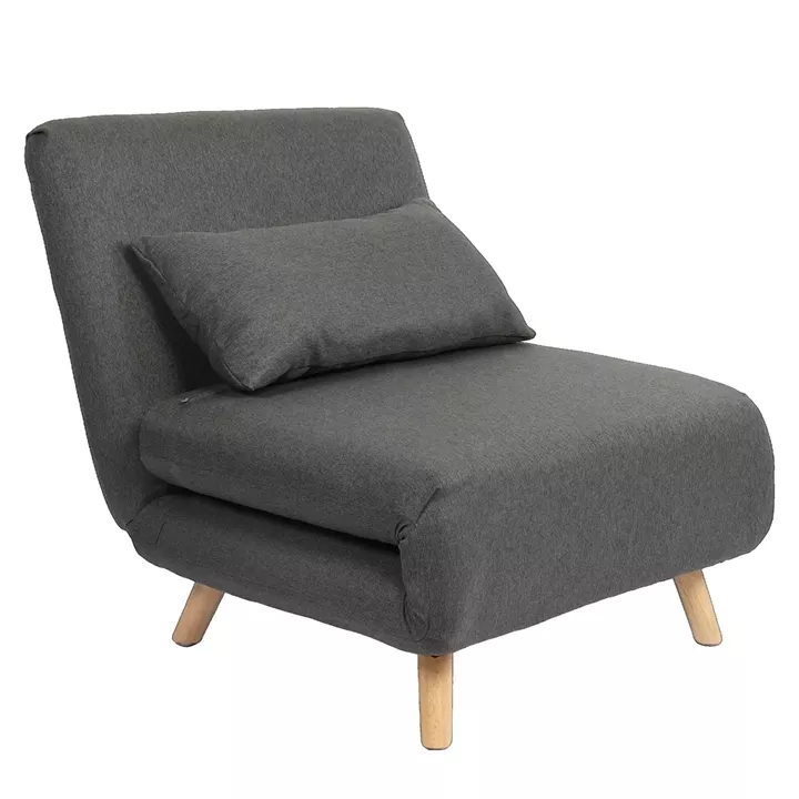 Πολυθρόνα Κρεβάτι ArteLibre VERA Γκρι Σκούρο Ύφασμα/Ξύλο 79x80x89cm