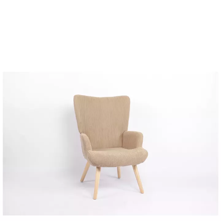 Πολυθρόνα ArteLibre LIRA Μπεζ Ύφασμα Κοτλέ/Ξύλο 94.5x64x70.5cm