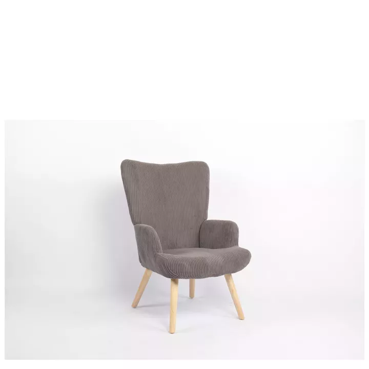 Πολυθρόνα ArteLibre LIRA Γκρι Ύφασμα Κοτλέ/Ξύλο 94.5x64x70.5cm