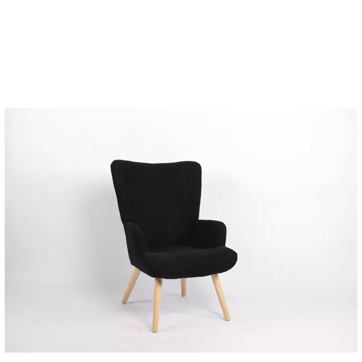 Πολυθρόνα ArteLibre LIRA Μαύρο Ύφασμα Κοτλέ/Ξύλο 94.5x64x70.5cm