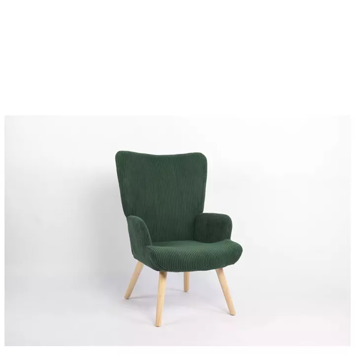 Πολυθρόνα ArteLibre LIRA Πράσινο Ύφασμα Κοτλέ/Ξύλο 94.5x64x70.5cm