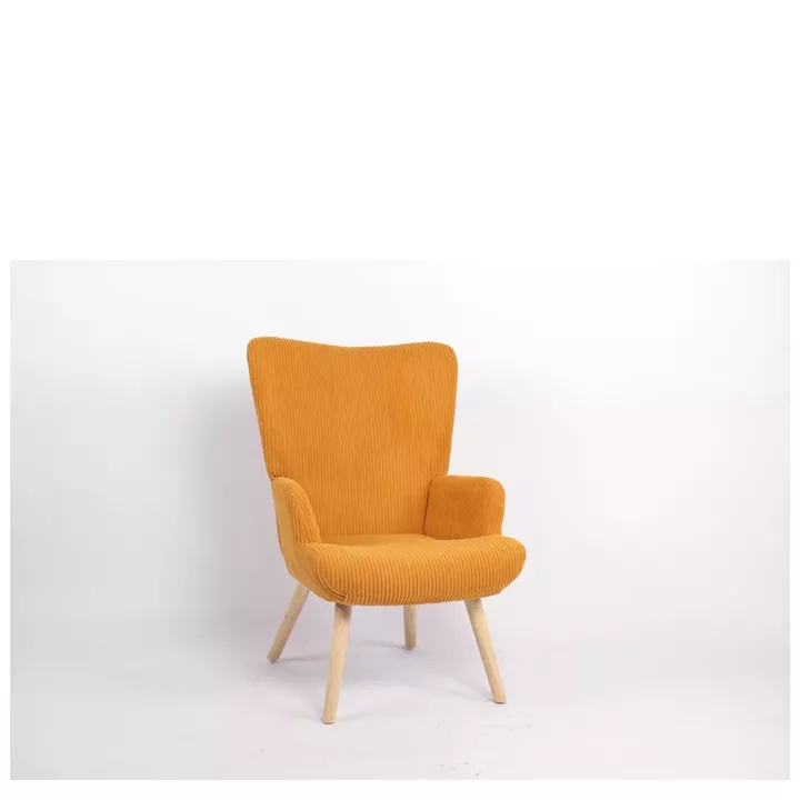 Πολυθρόνα ArteLibre LIRA Μουσταρδί Ύφασμα Κοτλέ/Ξύλο 94.5x64x70.5cm