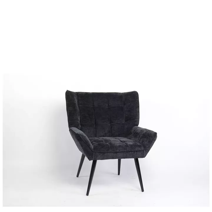 Πολυθρόνα ArteLibre TIVA Μαύρο Ύφασμα Σενίλ/Μέταλλο 84x78x77cm